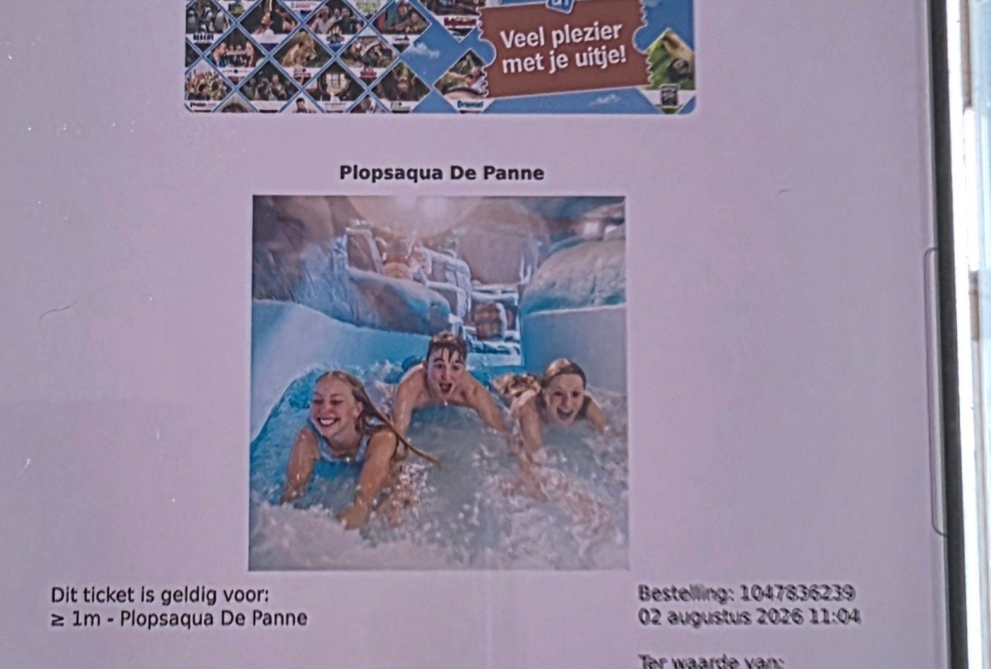 Plopsaqua de Panne 1 kaartje te koop, Tickets en Kaartjes, Eén persoon, Ticket of Toegangskaart