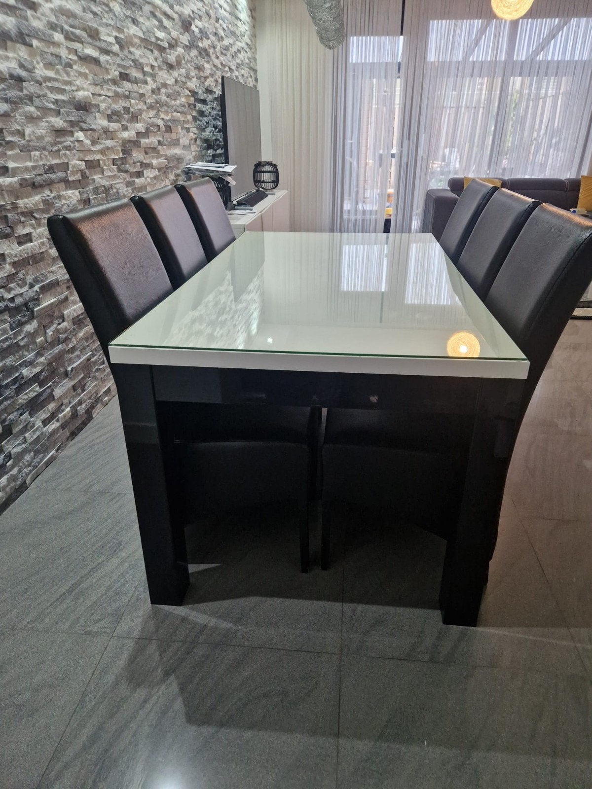Eettafel met 6 stoelen, Ophalen, 50 tot 100 cm, Zo goed als nieuw, 150 tot 200 cm
