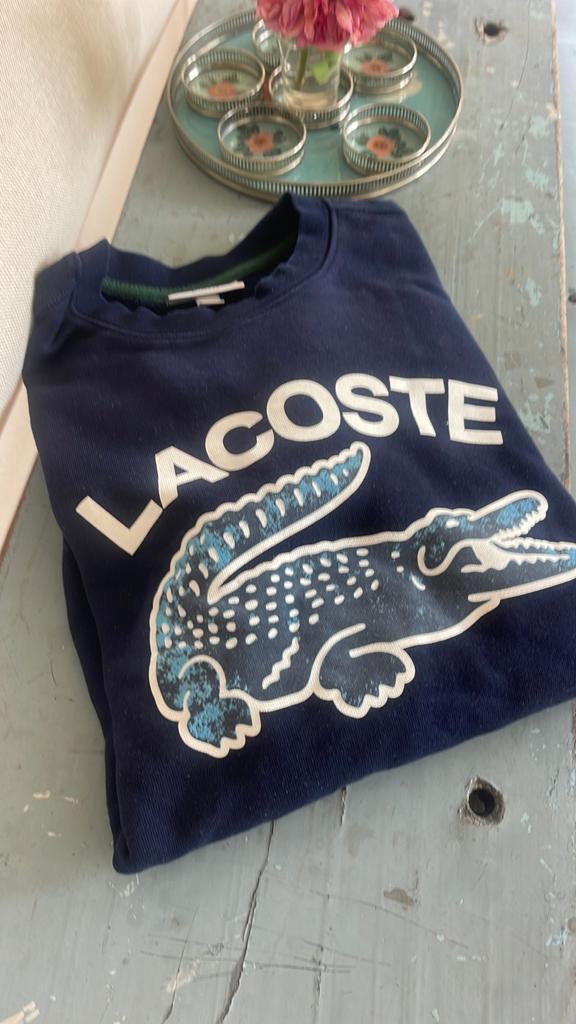 Lacoste origineel heren sweater donker blauw maat M, Ophalen of Verzenden, Zo goed als nieuw, Maat 52/54 (L), Blauw