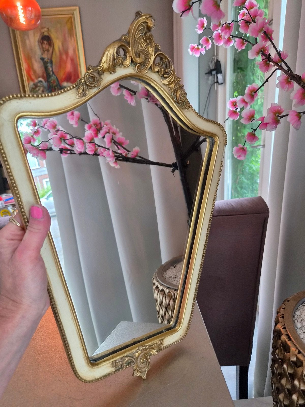Prachtige antieke pieterman spiegel regency, Antiek en Kunst, Antiek | Spiegels, Ophalen of Verzenden, Minder dan 50 cm