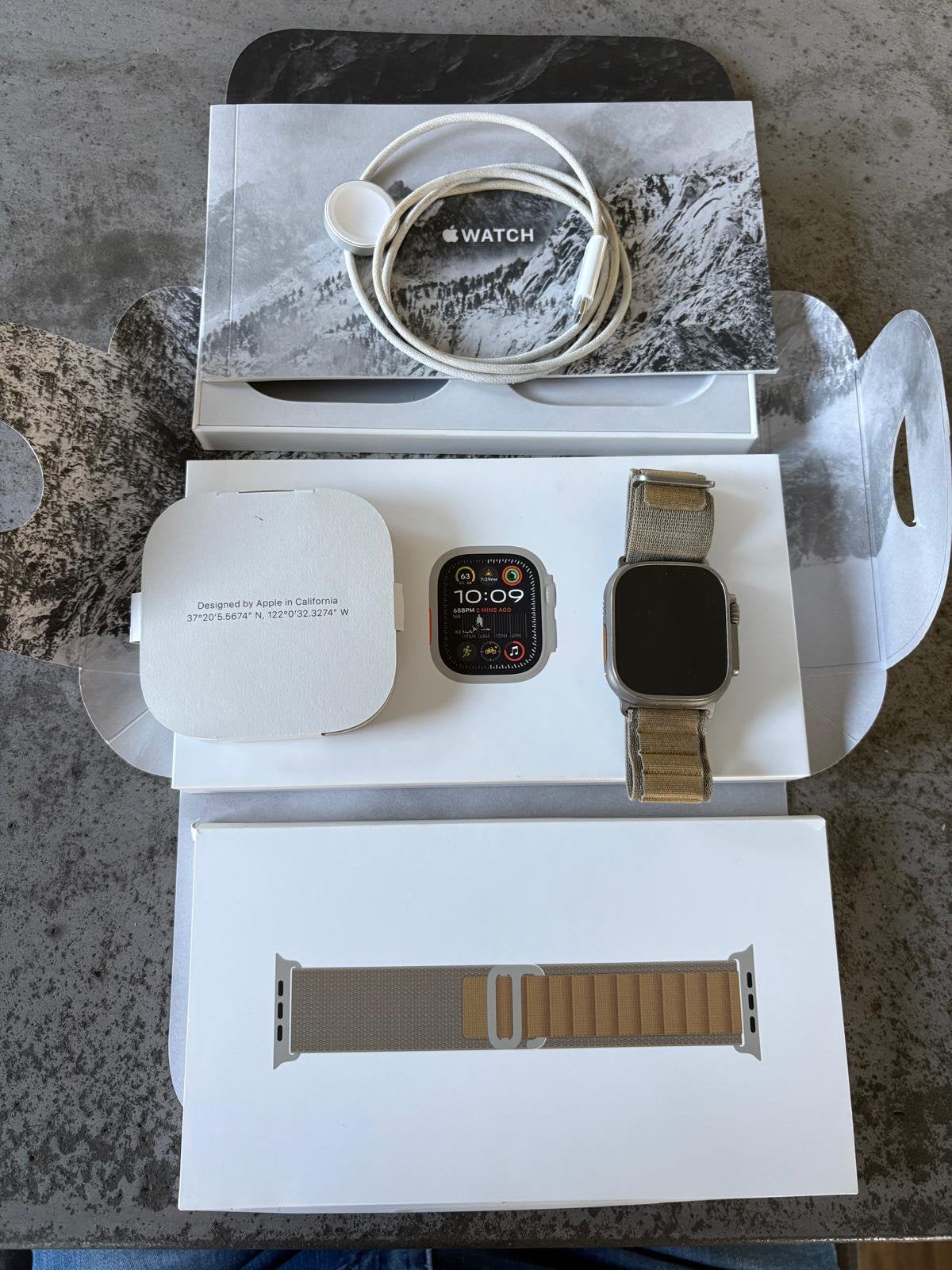 Apple Watch Series 2 Ultra 49mm Titan zilver nieuwstaat, Ophalen, Stappen, DW1, IOS
