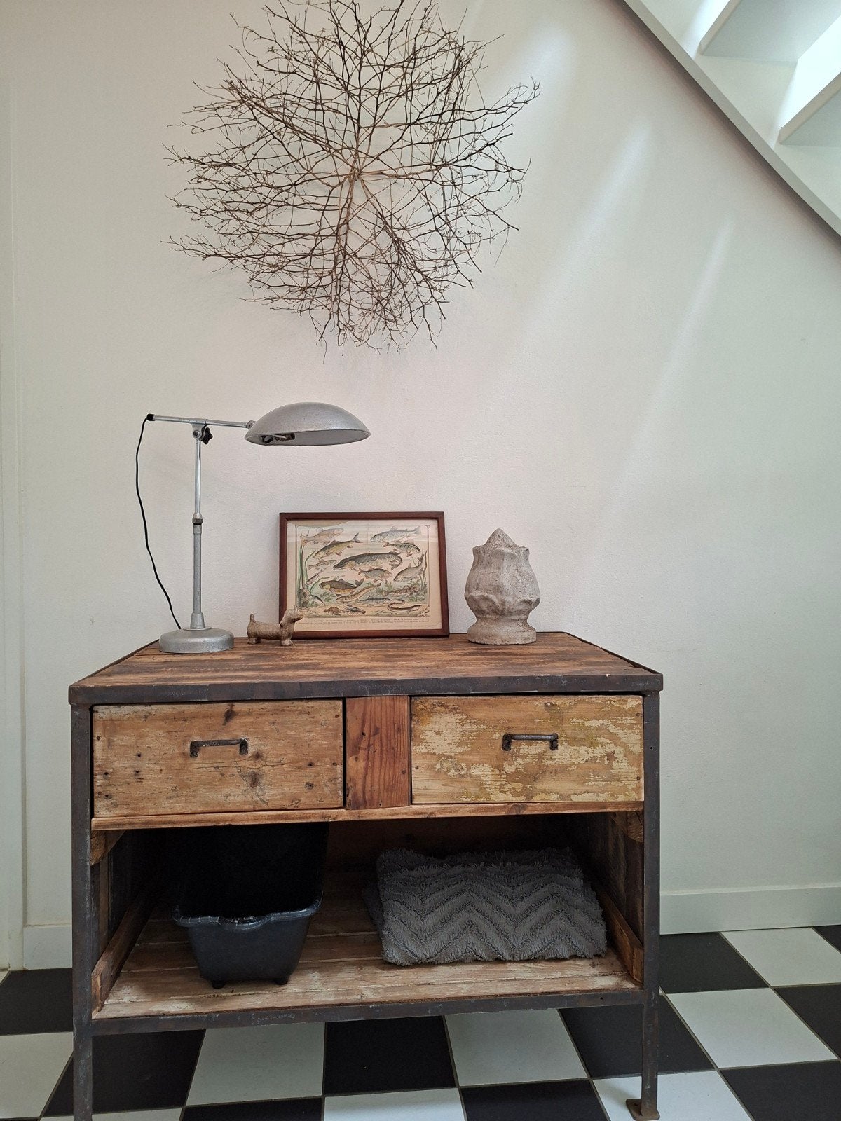 Vintage industrieel ladenkast werkbank, Antiek en Kunst, Ophalen