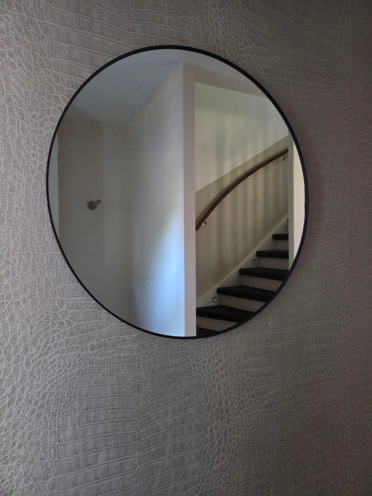 Ikea Lindbyn spiegel zwart 80 cm, Ophalen, Zo goed als nieuw, Rond, Minder dan 100 cm