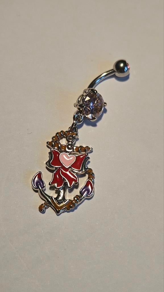 Anker Navelpiercing met Strass, Navelpiercing, Staal, Ophalen of Verzenden, Zo goed als nieuw
