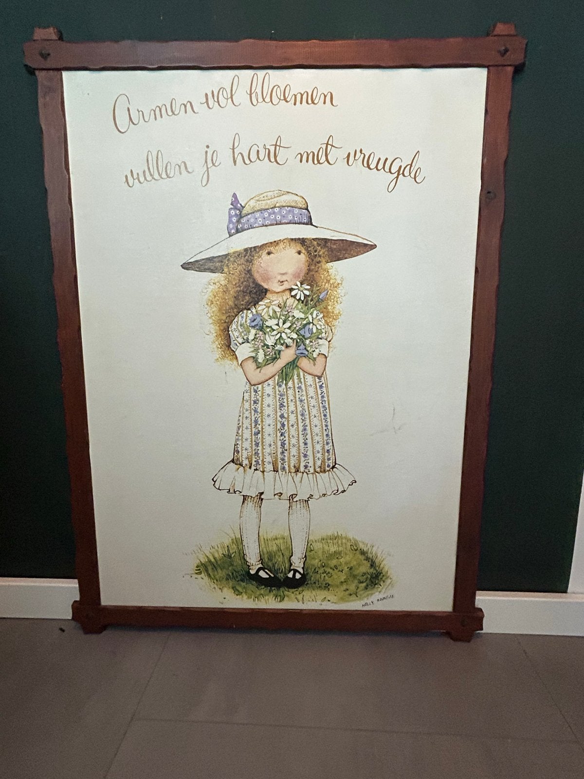 Vintage Holly Hobbie Poster 97x72 cm met lijst, Ophalen, Met lijst, Deurposter of groter, Overige onderwerpen