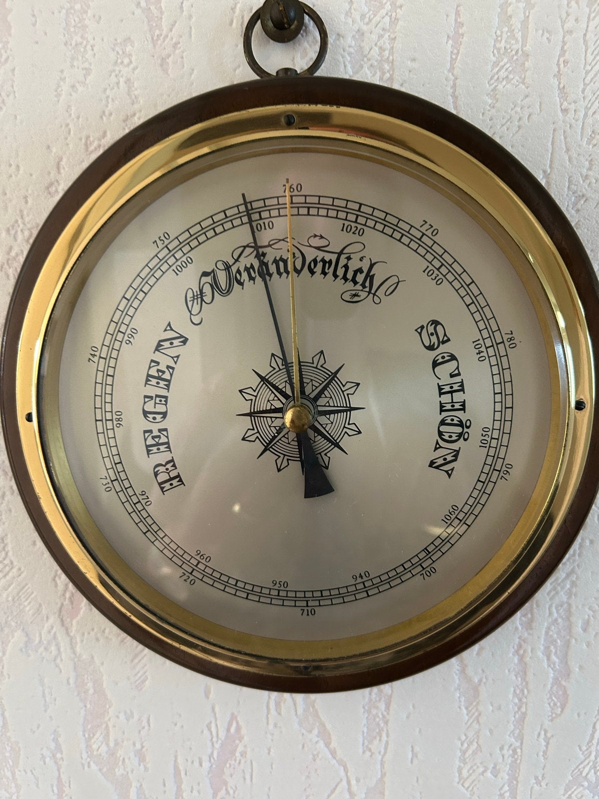 Antieke Barometer - Weerstation in Hout en Messing, Ophalen, Gebruikt, Barometer