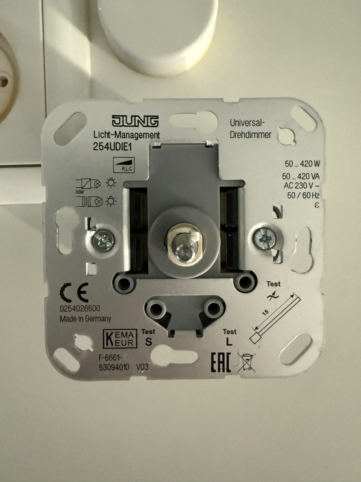 JUNG Universele Draaidimmer met Afdekraam - 50-420W, Ophalen, Zo goed als nieuw, Schakelaar