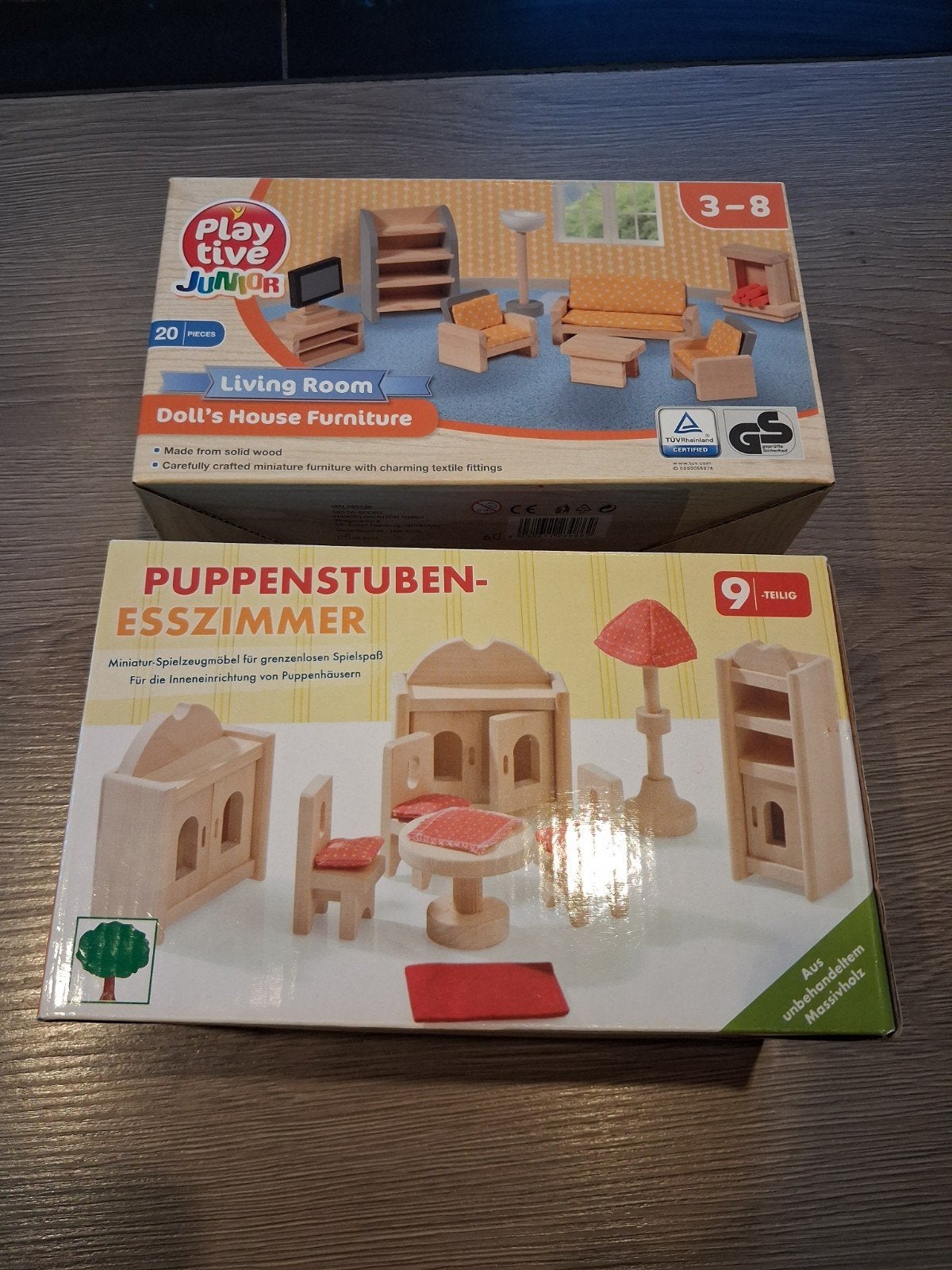 Poppenhuis meubeltjes: woonkamer en eetkamer set, Ophalen of Verzenden, Nieuw, Poppenhuis