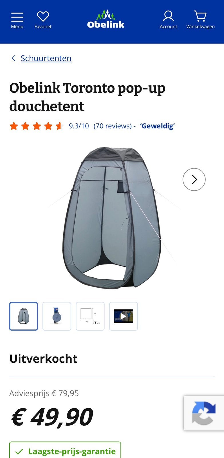 Nieuwe Douche tent, toilettent , omkleedtent, Caravans en Kamperen, Tenten, Ophalen of Verzenden, Nieuw, Tot en met 2