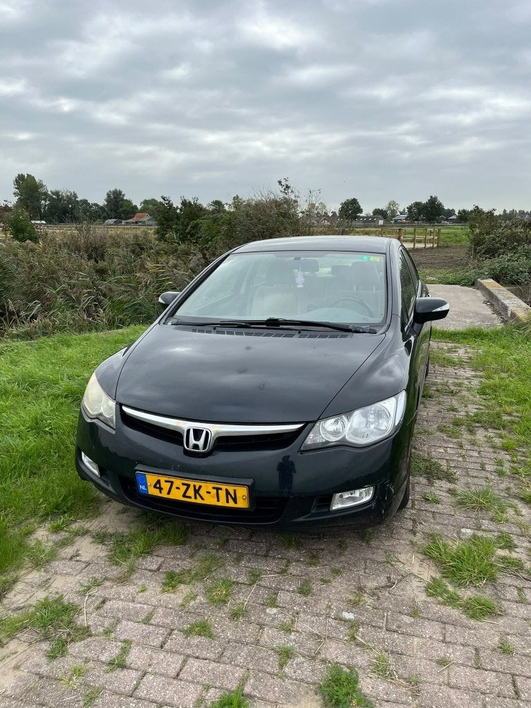 Honda Civic 1.3 Vtec Hybrid 4DR C-tr. 2008 Zwart Automaat, Auto's, Stof, Beige, Zwart, Origineel Nederlands