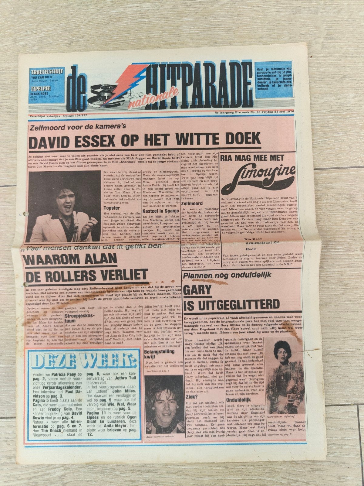 De Nationale hitparade krant week 33 vrijdag 21 mei 1976, Ophalen of Verzenden, 1960 tot 1980, Nederland, Tijdschrift