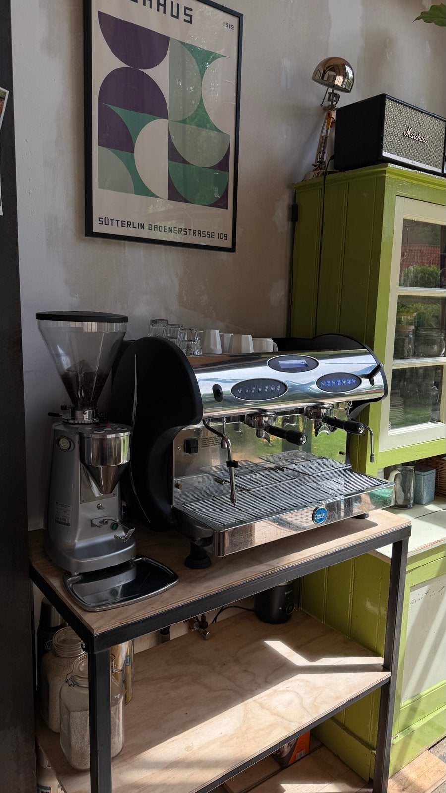 Carimali Kicco 2-groeps espressomachine (&bonenmaler), Gebruikt, Espresso apparaat, 10 kopjes of meer, Koffiebonen