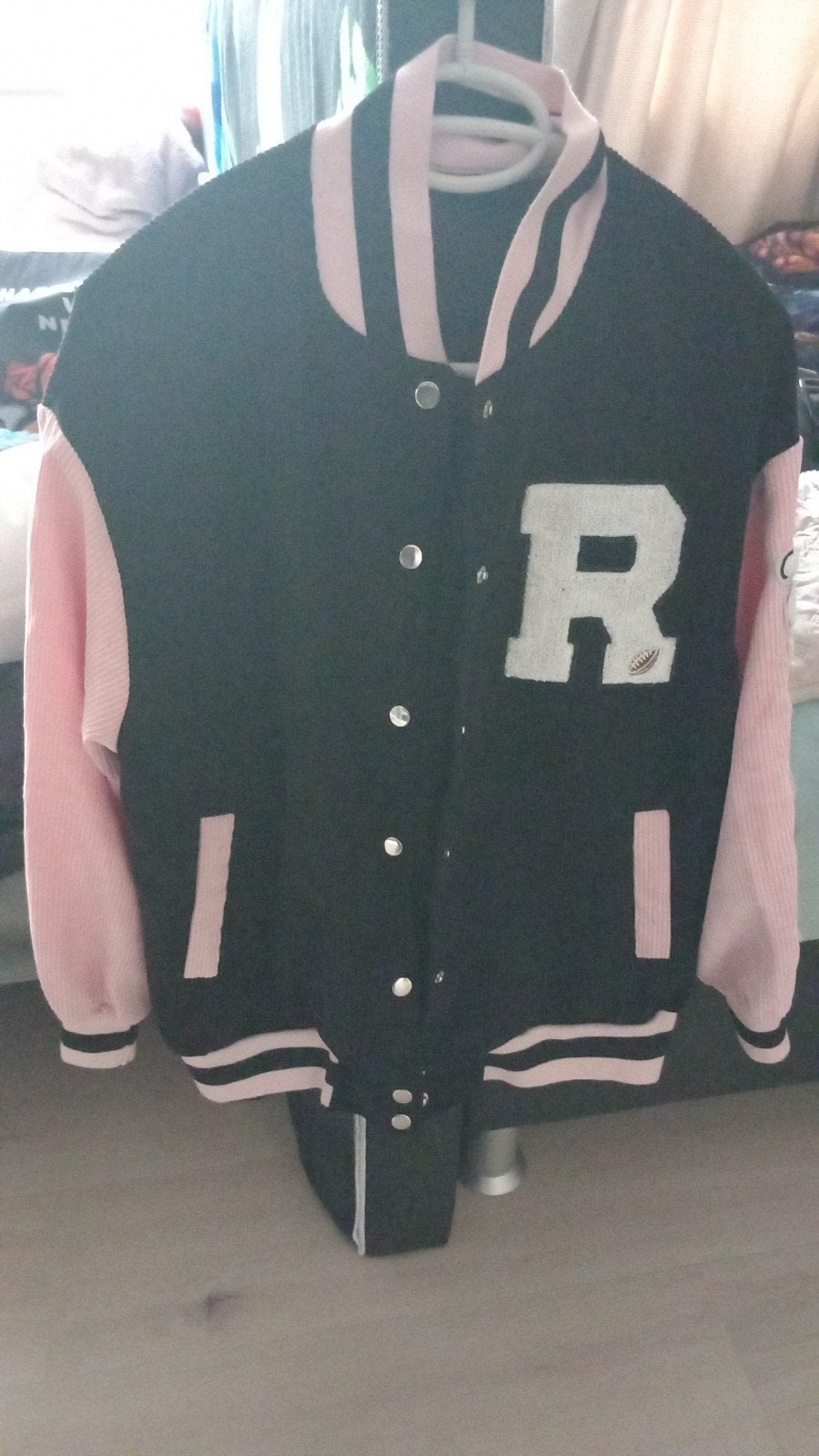 Stoffen Baseball Jack Maat M - Zwart/Roze, Ophalen of Verzenden, Gedragen, Maat 38/40 (M), Zwart