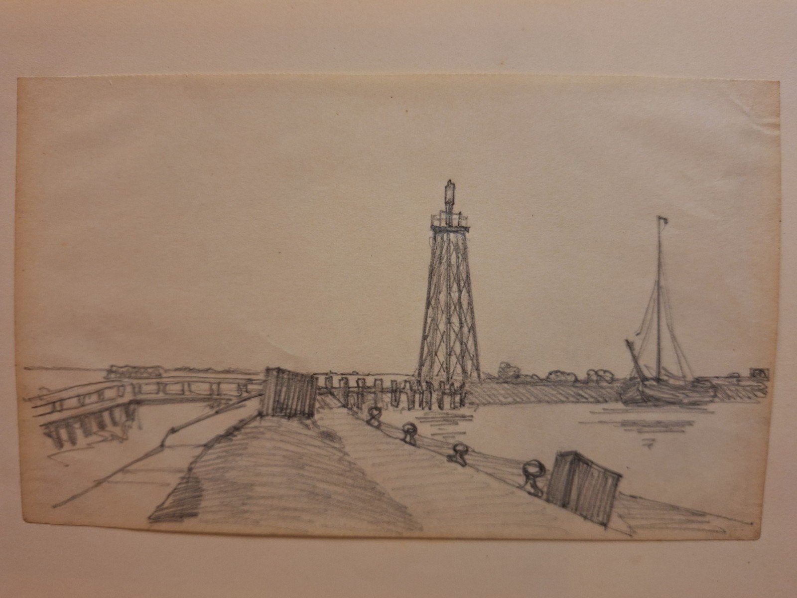 Tekening Enkhuizen door C. Garms, Ophalen of Verzenden, Tekening, Potloodtekening, Origineel
