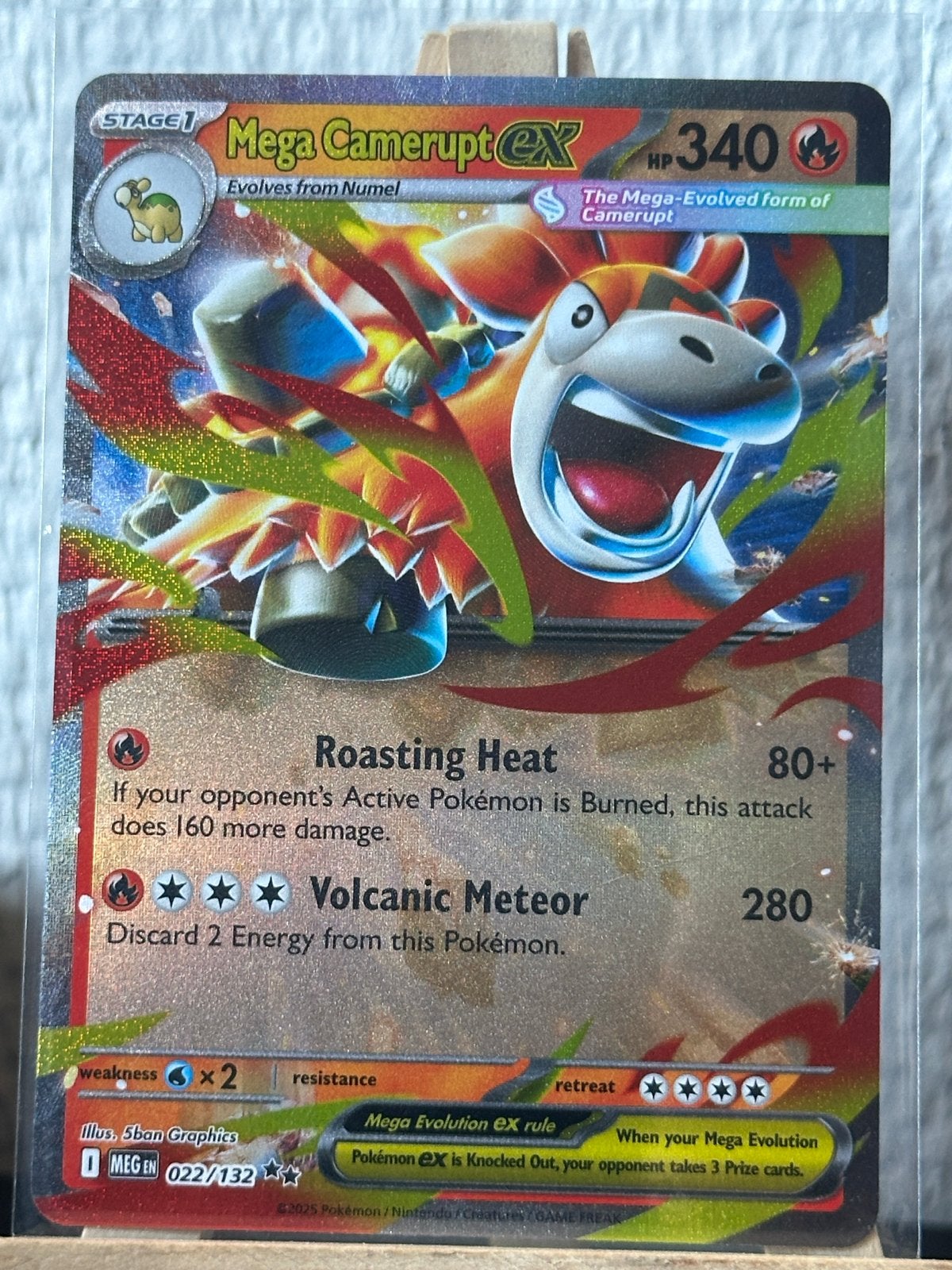 Mega Camerupt ex (MEG 022) Mega Evolution Pokémon Kaart, Ophalen of Verzenden, Zo goed als nieuw, Losse kaart, Foil