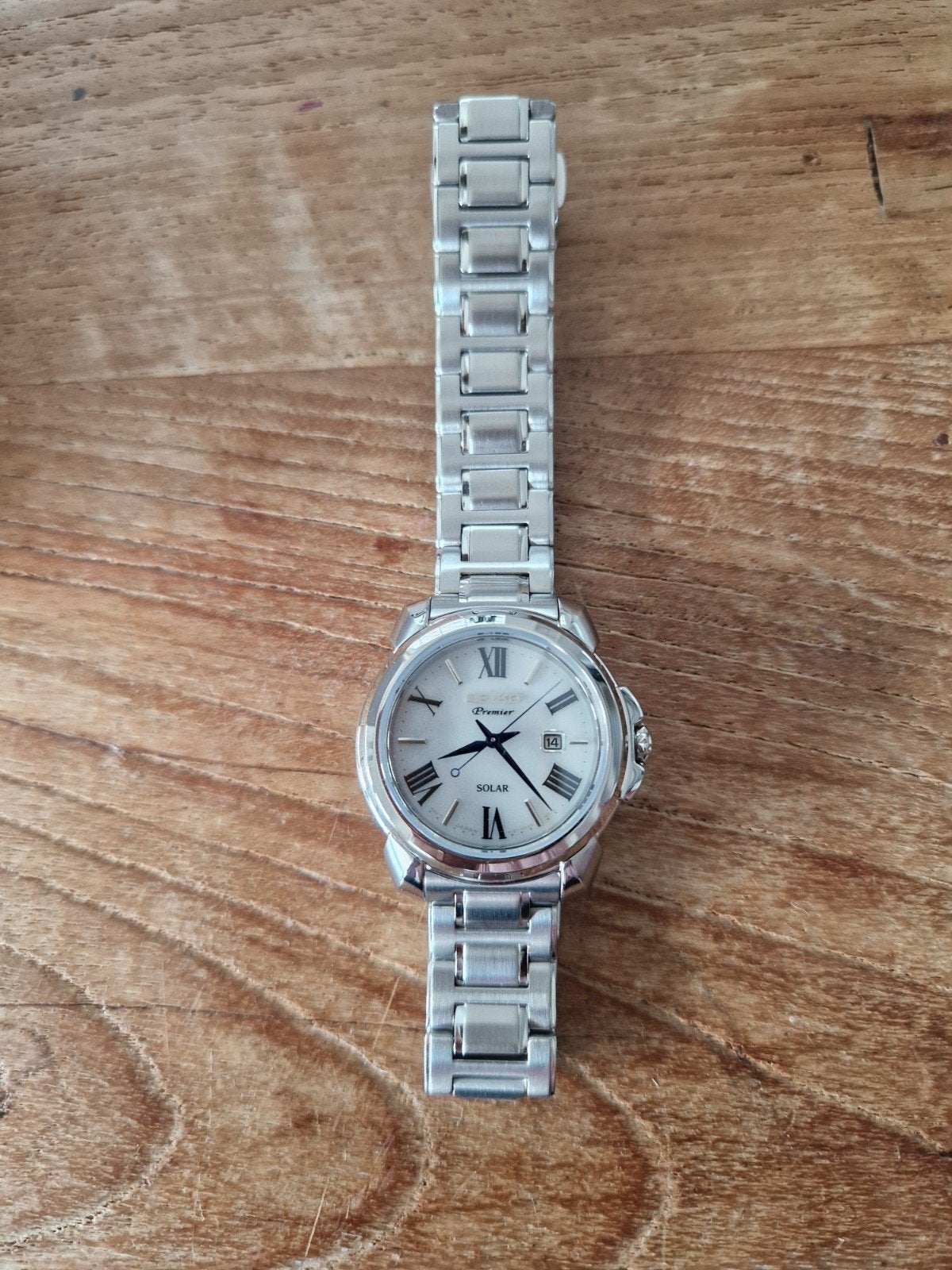 Seiko Premier Solar Dameshorloge - Als Nieuw, Staal, Polshorloge, Ophalen of Verzenden, Zo goed als nieuw