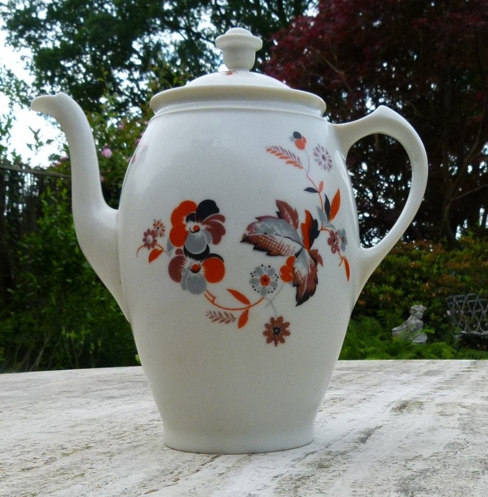Mosa Abstracte Bloemen Koffiepot met Taart Schaal, Ophalen of Verzenden