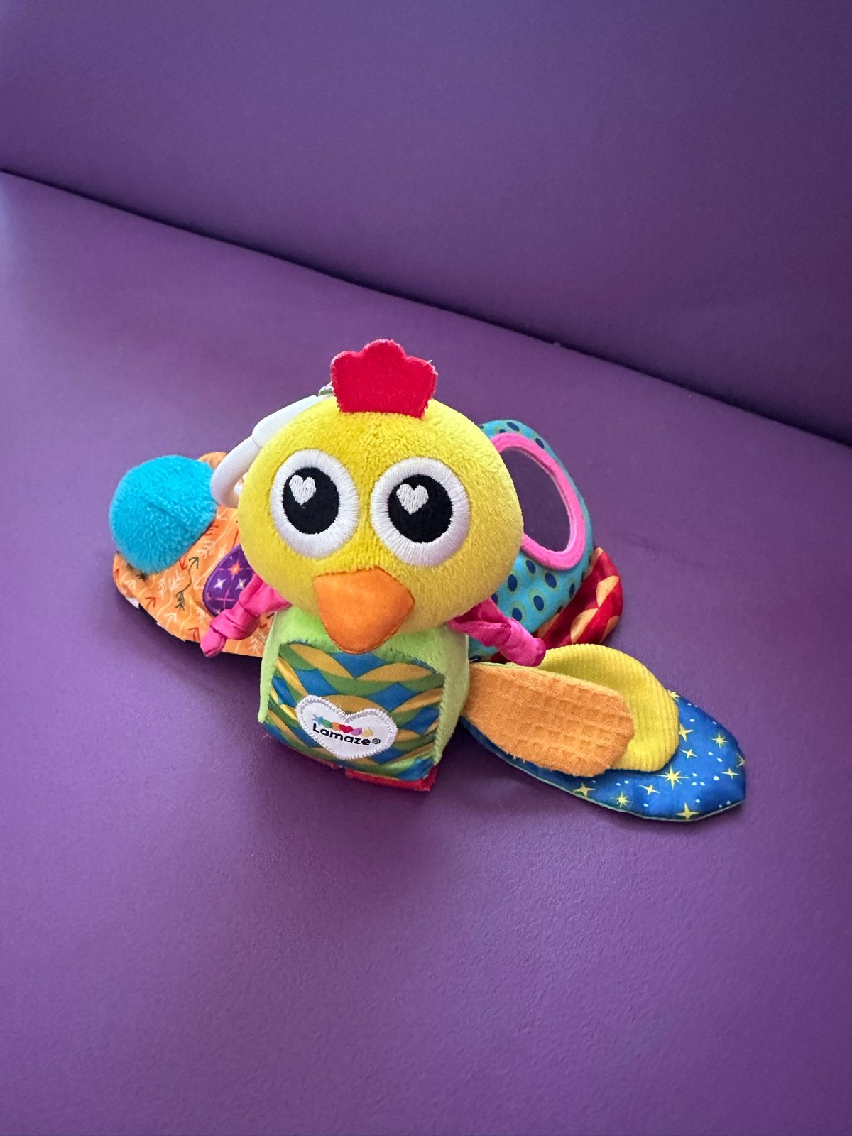 Lamaze Kip Knuffel Speeltje met Rammelaar en Spiegeltje, Ophalen of Verzenden, Gebruikt, Overige typen