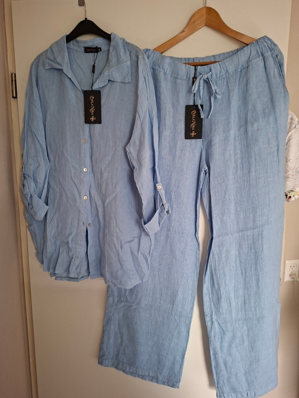 Nieuw Perla Nera linnen pak XL - Heerlijk luchtig, Perla Nera, Blauw, Maat 46/48 (XL) of groter, Nieuw