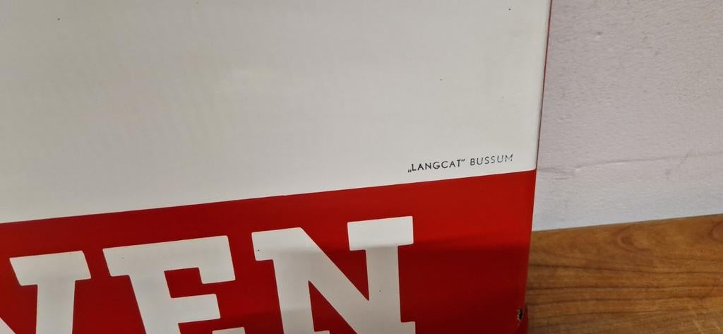 Emaille reclamebord van Dijck Eindhoven, Ophalen, Reclamebord, Langcat Bussum, Gebruikt