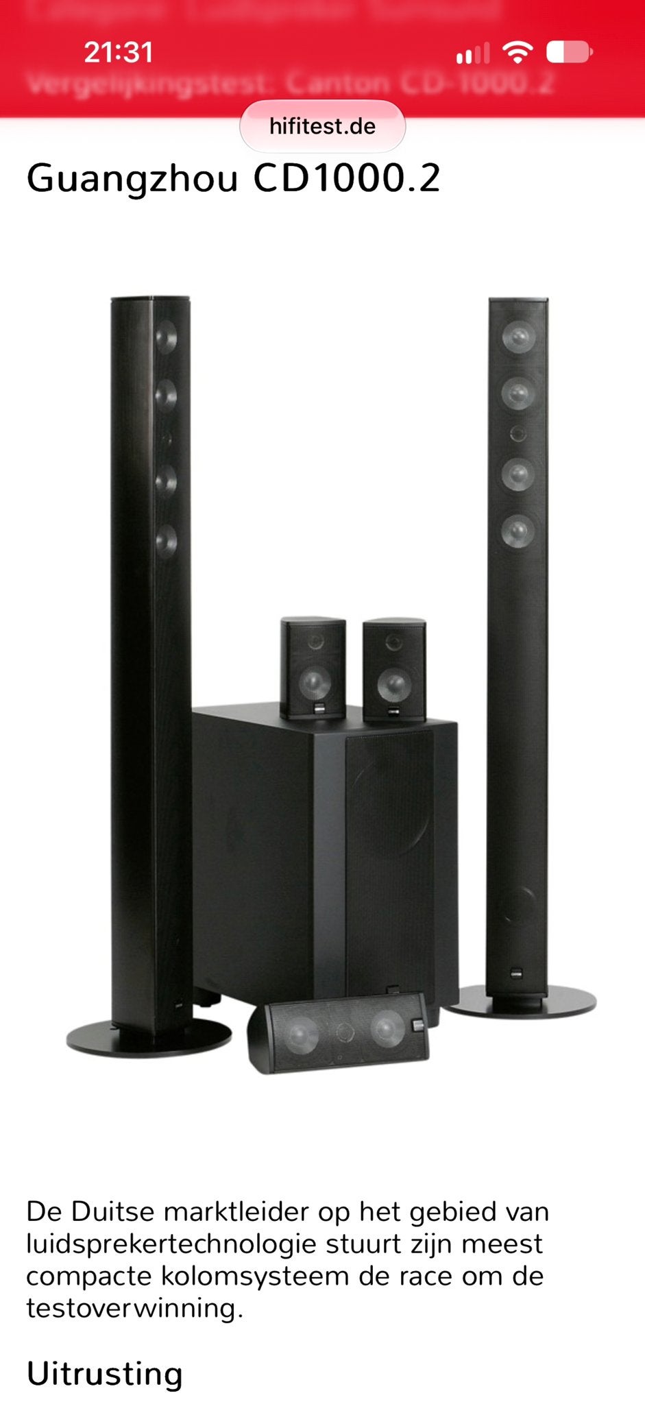 Canton CD 100.2 Home Cinema Luidsprekerset, Overige merken, Ophalen of Verzenden, Zo goed als nieuw, Surroundset
