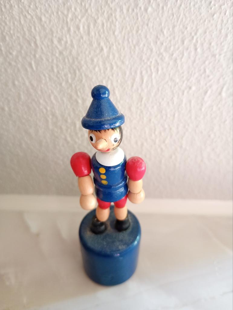 Klein houten drukpoppetje, drukfiguur Pinokkio, Ophalen of Verzenden