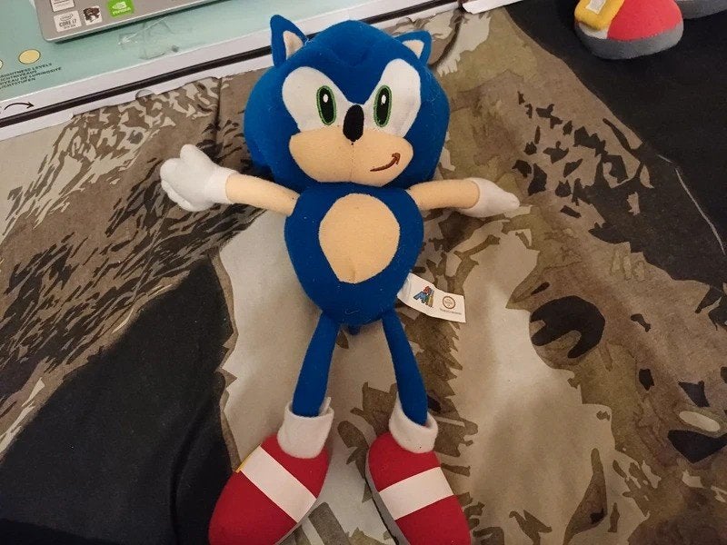 Sonic the Hedgehog Plush with Super Mario Tag, Gebruikt, Overige karakters, Overige typen, Blauw