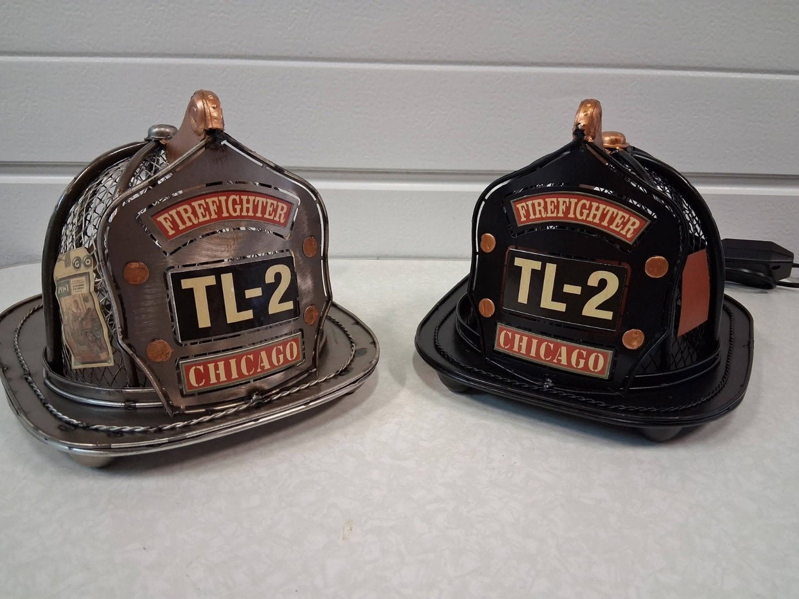 Tafellamp Amerikaanse Brandweerhelm, Zilver, Ophalen of Verzenden, Metaal