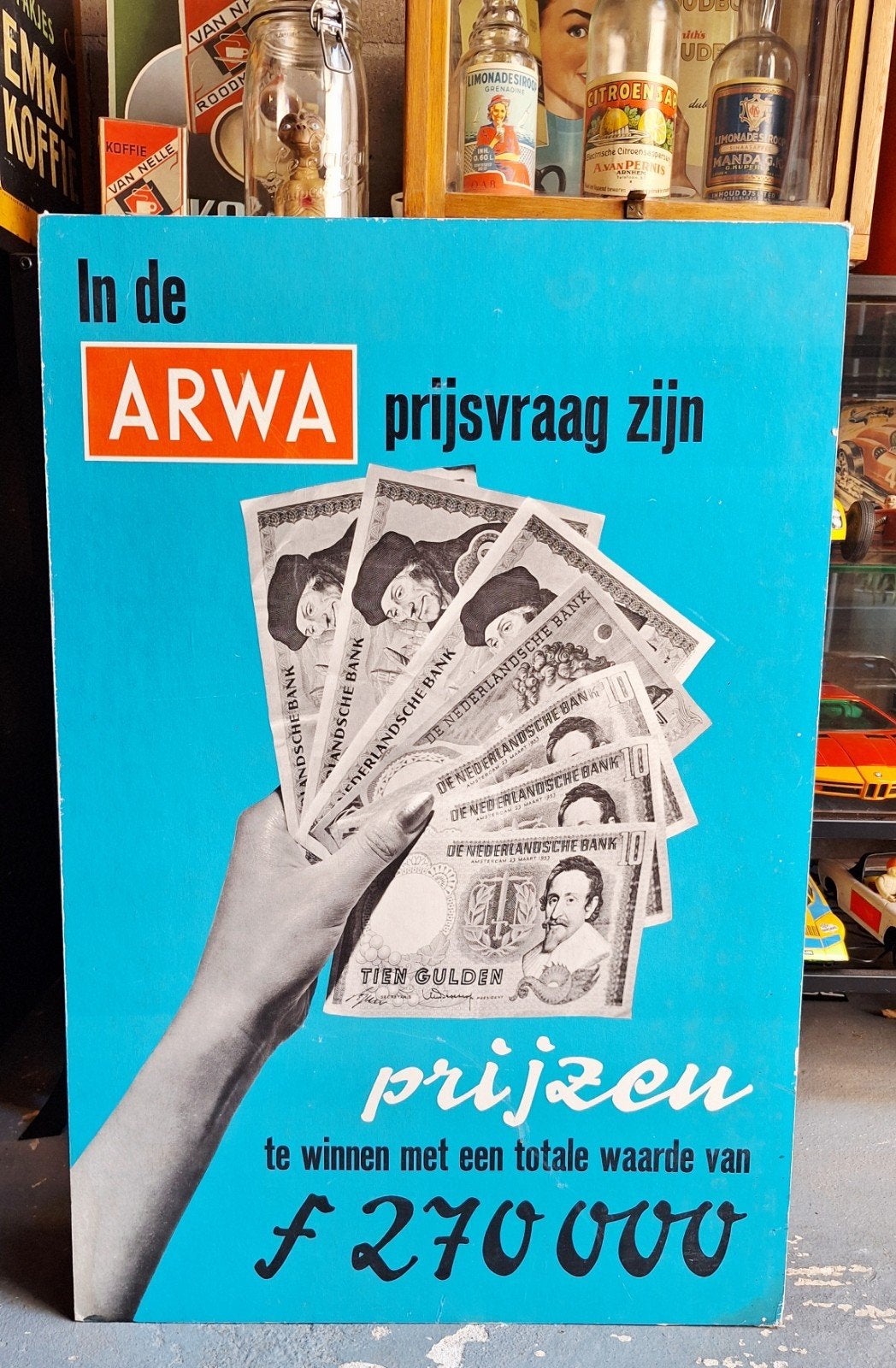 Reclamebord. Nederlandsche loterij., Ophalen, Gebruikt, Reclamebord