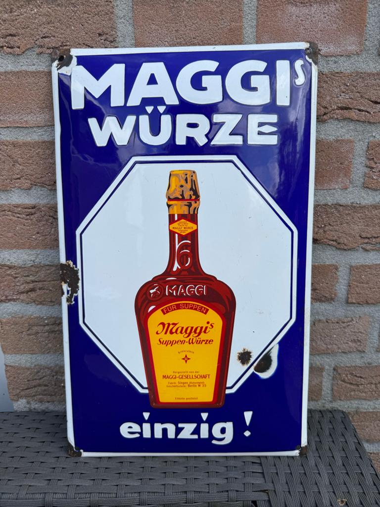 Vintage Maggi's Würze Emaille Reclamebord - Uniek!, Ophalen of Verzenden
