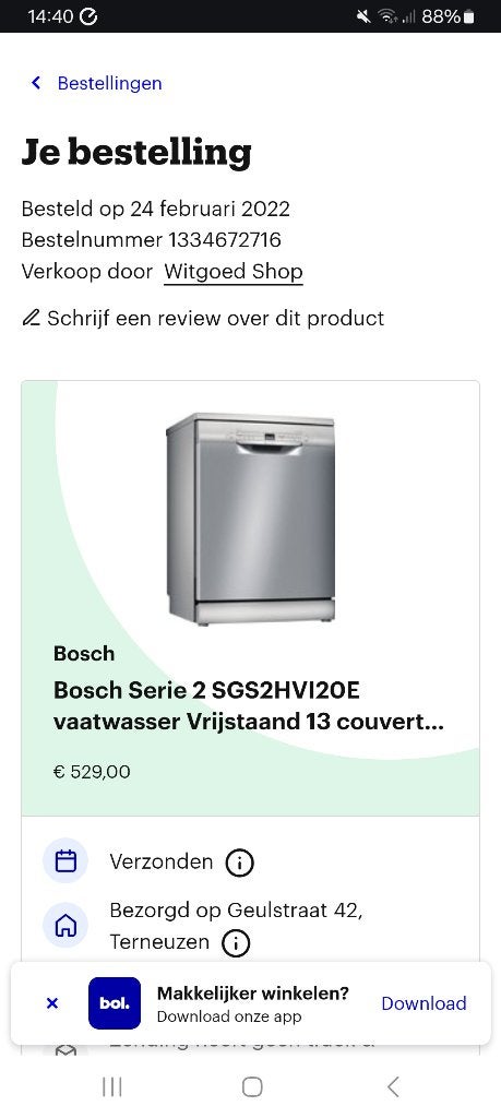 Bosch vaatwasser, Witgoed en Apparatuur, Ophalen, Gebruikt, 22 liter of meer, 85 tot 90 cm