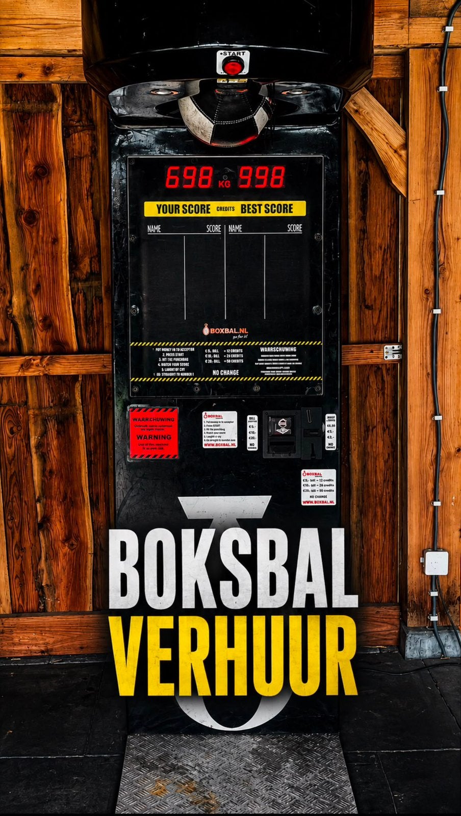 Boxbal automaat boksmachine te huur, Hobby en Vrije tijd, Feestartikelen | Verhuur, Ophalen of Verzenden, Zo goed als nieuw, Overige
