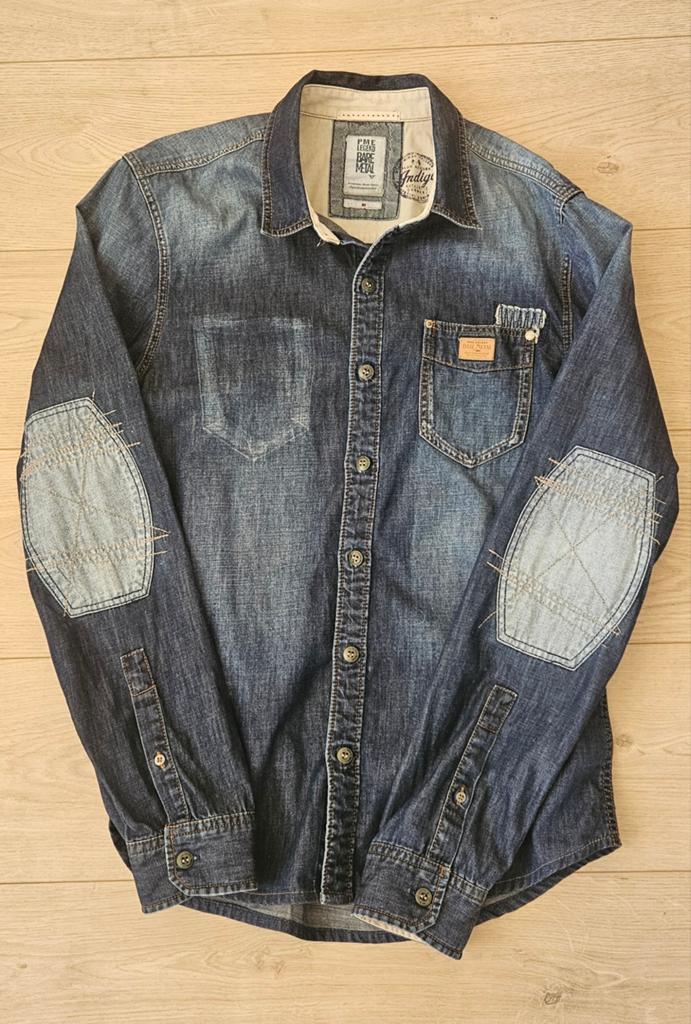 PME Legend Blauwe Spijkerblouse Maat M, Kleding | Heren, Overhemden, Blauw, PME Legend, Gedragen, Halswijdte 39/40 (M)