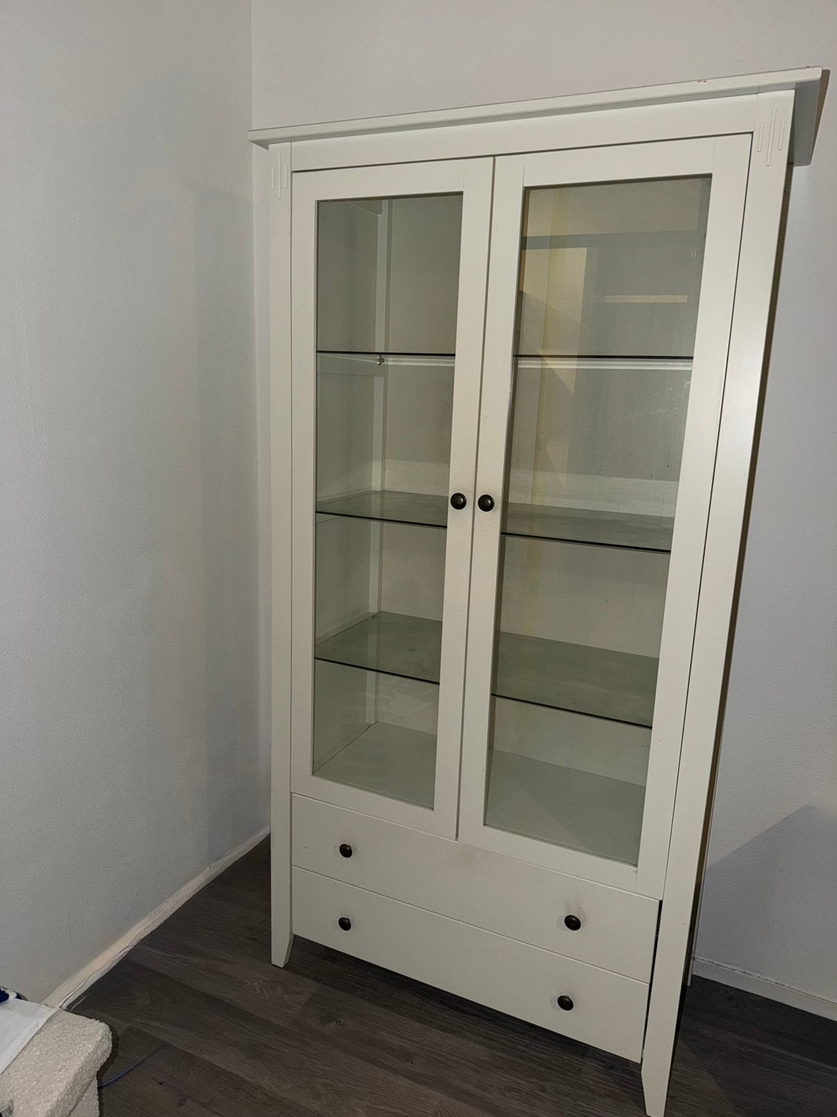 Witte vitrinekast, Huis en Inrichting, Ophalen, 50 tot 100 cm, Zo goed als nieuw, 150 tot 200 cm