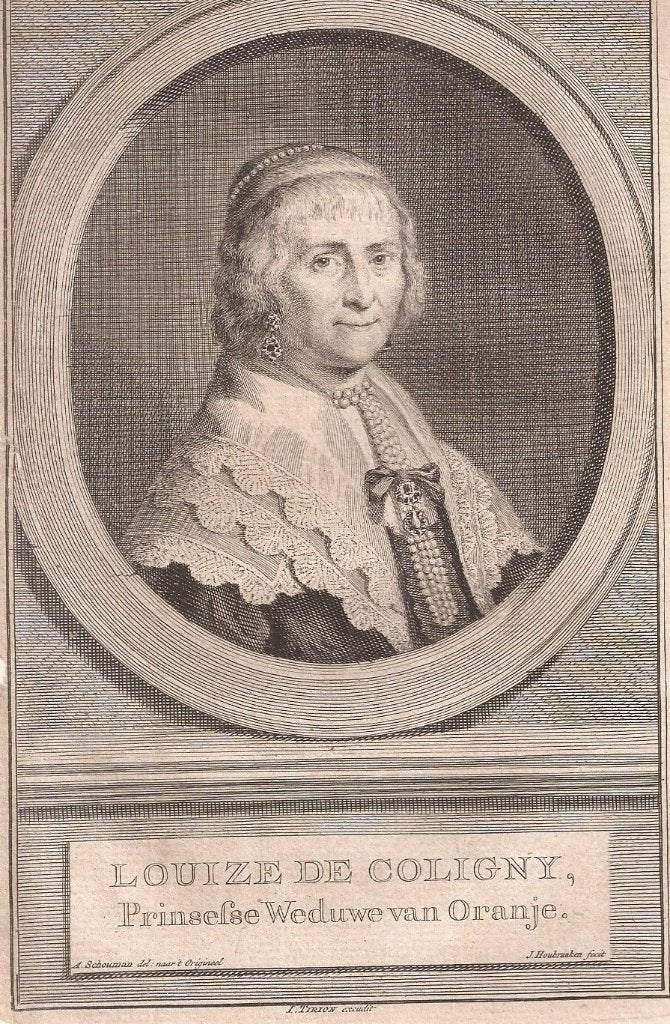 Portret Louise de Coligny, Prinsesse Weduwe van Oranje, Antiek en Kunst, 17 cm, Ophalen of Verzenden, 11 cm, 1700 - 1799
