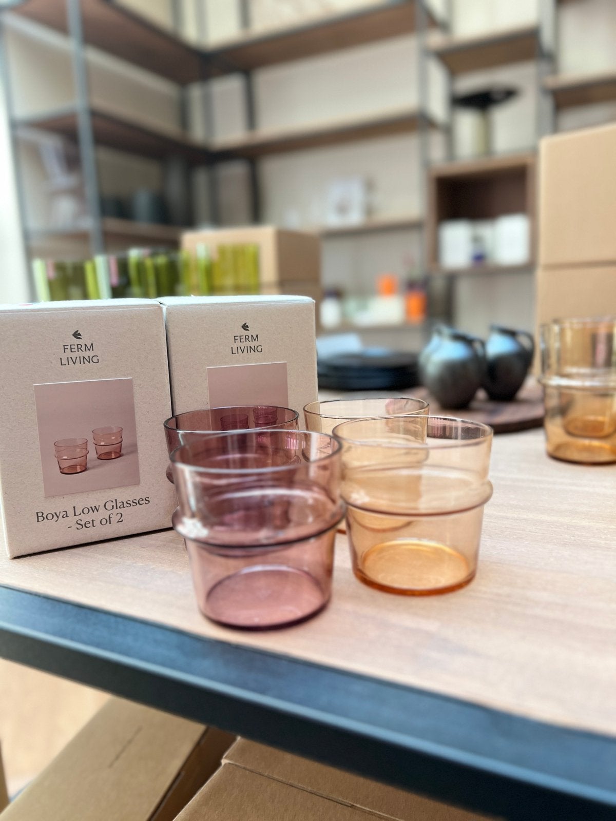 Ferm Living Boya Low Glasses – Set van 2, Ophalen of Verzenden, Nieuw, Rood, Overige typen