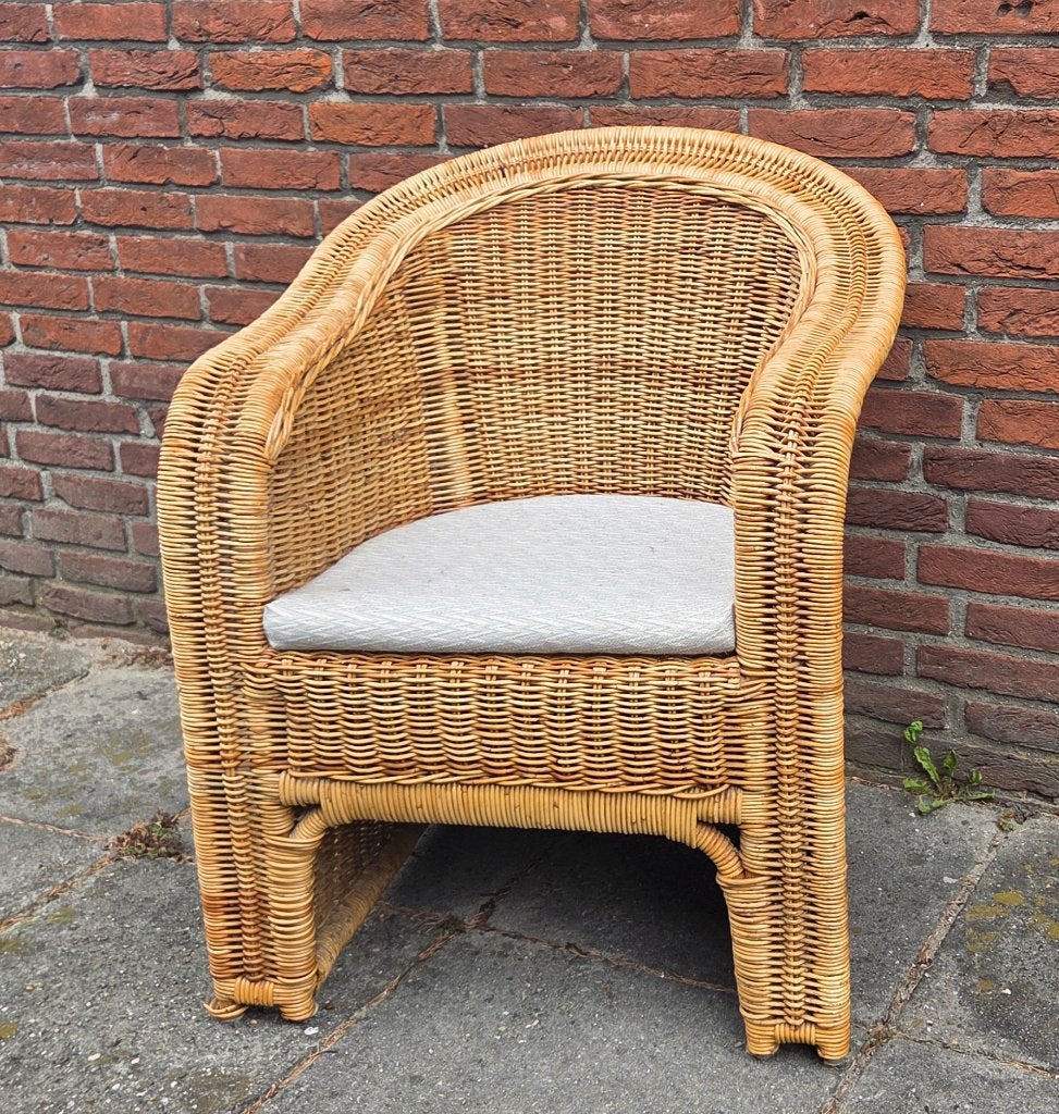 Stevige rieten / rotan tuinstoel, Ophalen, Gebruikt, Rotan