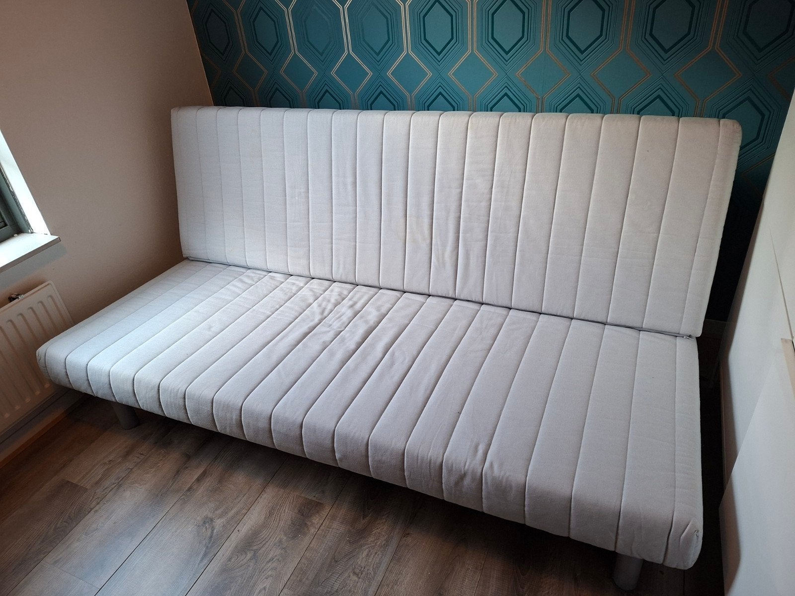 Ikea Beddinge slaapbank 140x200cm met hoes en kussens, Huis en Inrichting, Slaapkamer | Slaapbanken, Ophalen, Gebruikt, Blauw