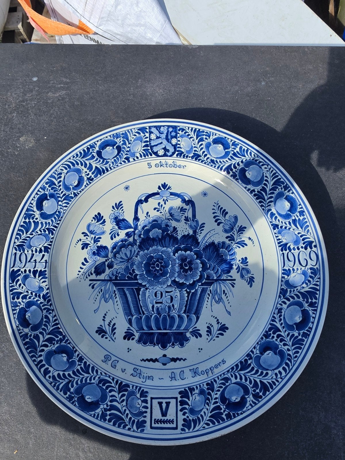 Delfts Blauw Gedenkbord 1944-1969 Vredestein Doetinchem, Ophalen of Verzenden