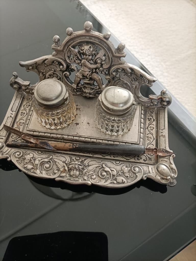 Antiek inktpotjes houder, Ophalen of Verzenden