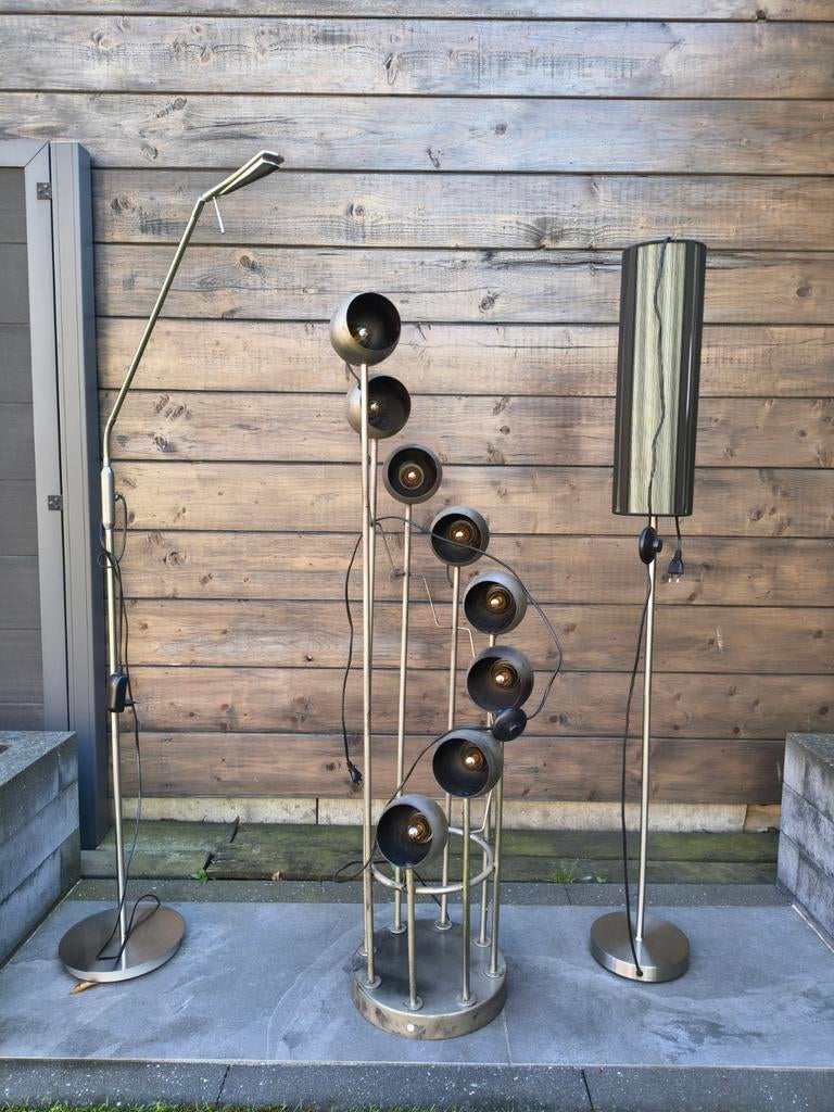 Diverse staande lampen: leeslamp, designlamp, sfeerlamp, Huis en Inrichting, Ophalen, Gebruikt, 100 tot 150 cm, Stof