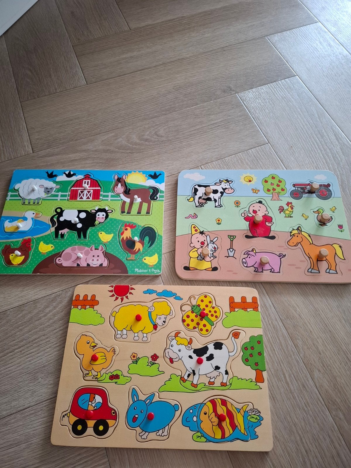 3x Houten Boerderij Puzzels voor Peuters, Ophalen, 2 tot 4 jaar, Gebruikt, Van hout