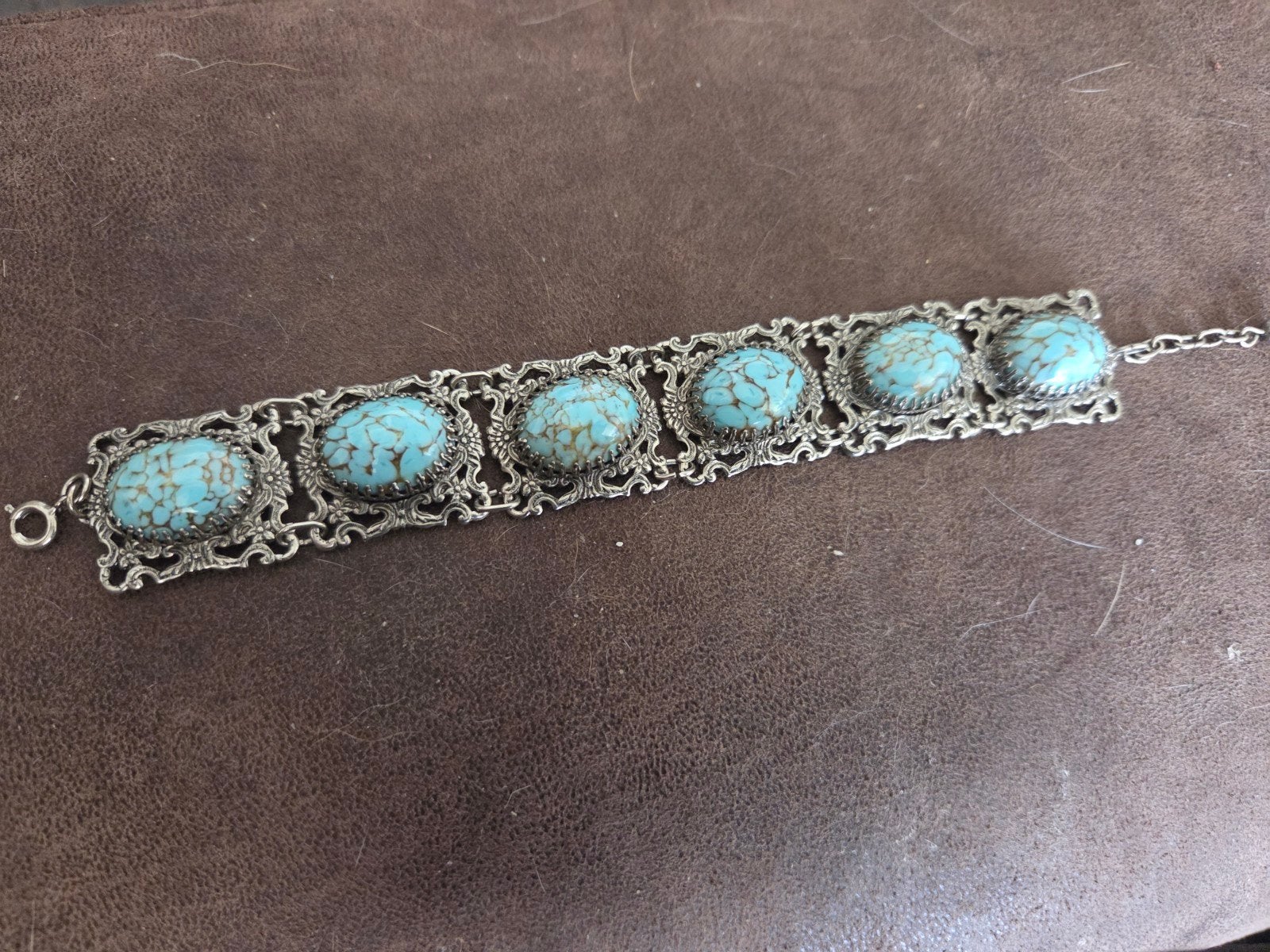 Vintage armband met turquoise stenen, Overige materialen, Gebruikt, Blauw, Ophalen of Verzenden
