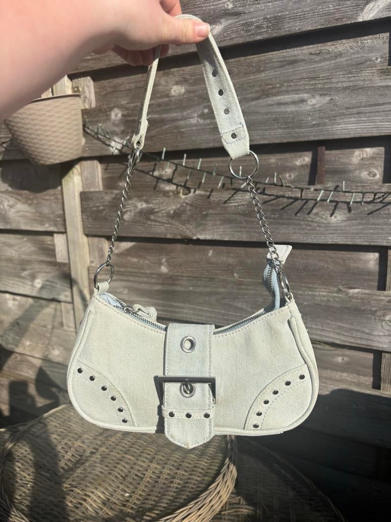 Leuke denim tas voor een avondje uit, Ophalen of Verzenden, Zo goed als nieuw, Blauw, Avondtasje