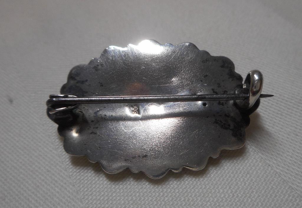 Zilveren antiek broche met parel nr.946, Verzenden, Minder dan 4 cm, Zo goed als nieuw, Met parel