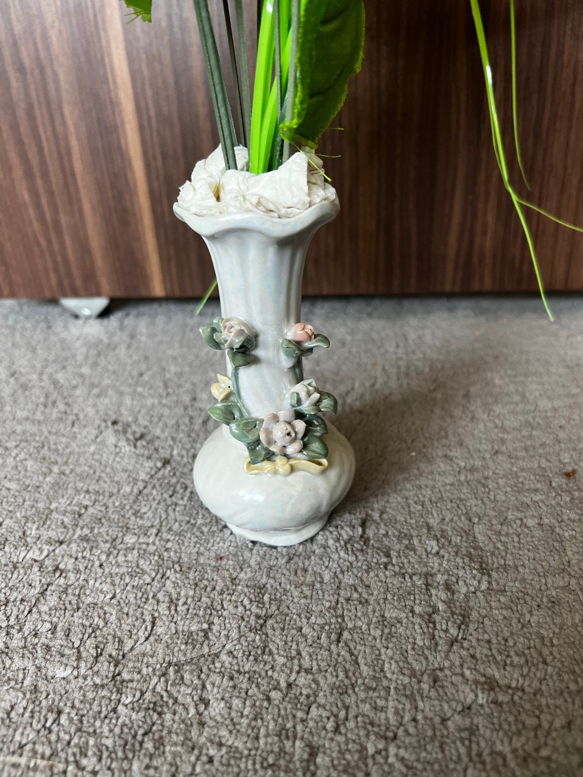 Decoratieve vaas met kunstbloemen, Ophalen of Verzenden