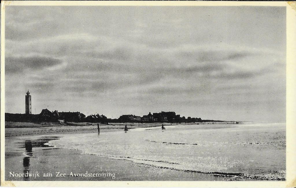 Noordwijk aan Zee, Avondstemming, vuurtoren, zee, Verzamelen, Verzenden, 1940 tot 1960, Ongelopen, Zuid-Holland