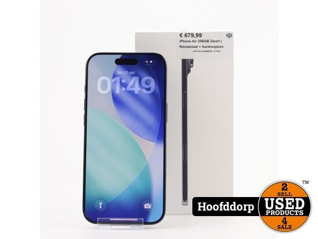 iPhone Air 256GB Zwart | Nieuwstaat + Aankoopbon, Apple, Zo goed als nieuw, Support@apple.com, One Apple Park Way
Cupertino, CA 95014
United States