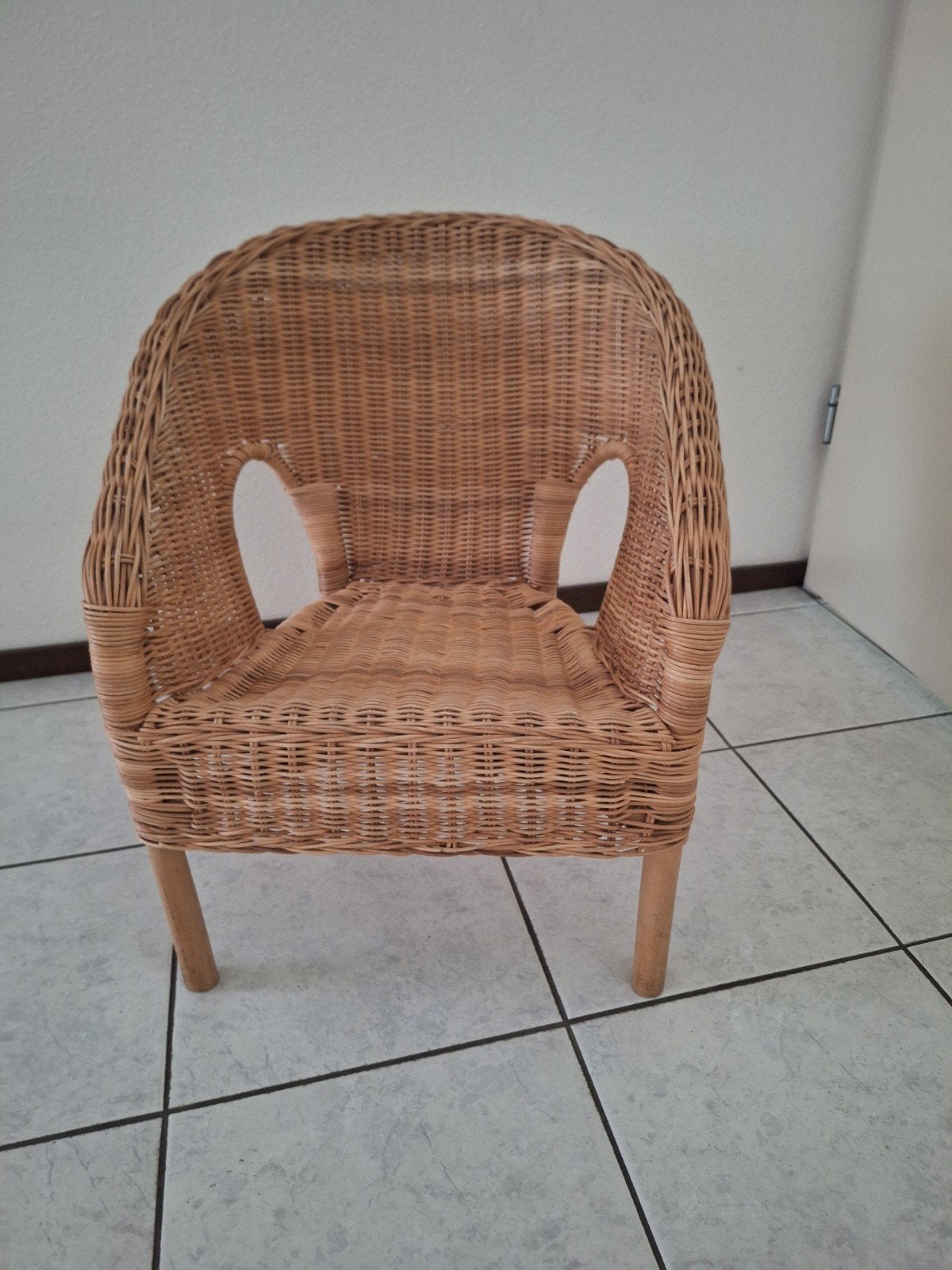 Rotan stoel - Vintage look, Ophalen, Gebruikt, Bruin, Riet of Rotan