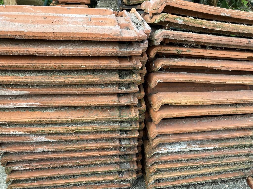 vlakke mulden dakpannen, Ophalen, Gebruikt, Steen of Klei, 5 tot 10 m²